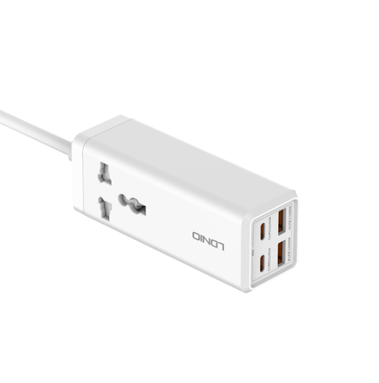 Ldnio SC1418 Extension Cord 65W IE UK Worldwide Plug 2 USB 2 USB-C ports Power Strip Wire 2m Power Socket Laptop android ipad iphone phone Fast Charge.