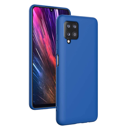 Samsung A12 phone case Soft Flexible Rubber Protective Cover liquid silicone - blue.