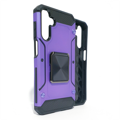 Samsung A15 4G/5G phone case purple. Square ring kickstand. Armor Anti-Drop Shockproof, Rugged, Protective.
