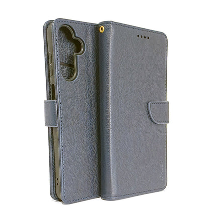 Samsung A15 4G/5G phone case wallet cover flip anti drop anti slip shockproof dark blue.