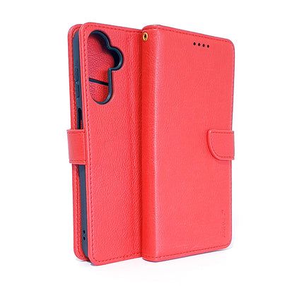 Samsung A15 4G/5G phone case wallet cover flip anti drop anti slip shockproof red.