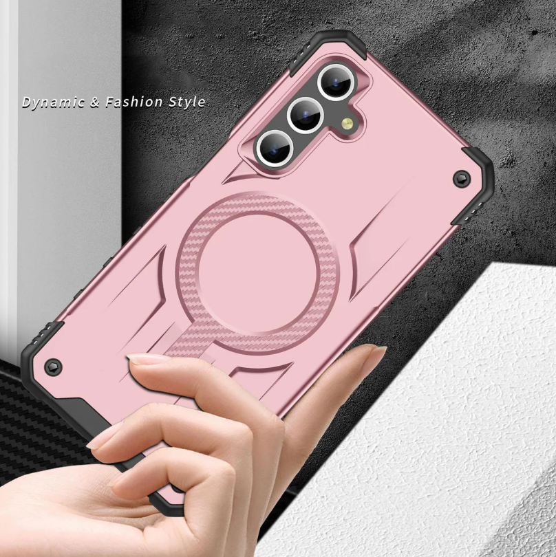 Samsung A16 / A17 / A26 5G phone case rose gold pink. Magnetic, Magsafe, Armor, Anti-Drop, Shockproof, Rugged, Protective.