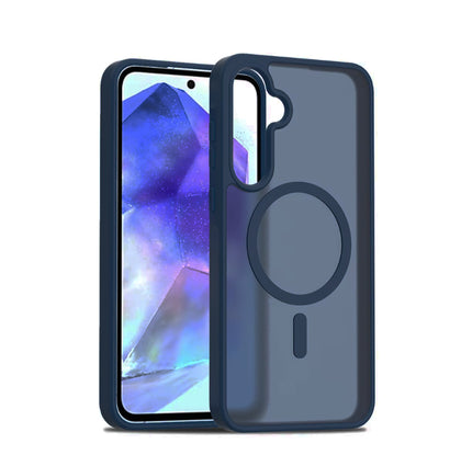 Samsung A35/A55 Case. Magsafe, Magnetic Shockproof Rugged Hard Cover, Dark Blue, Skin Feel.