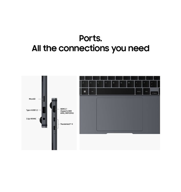 Samsung Galaxy Book4 Ultra, Intel Core Ultra 7, up to 4.8 GHz, Win 11 Pro, GF RTX 4050, 32 GB RAM, 1 TB SSD, 16". Touchscreen