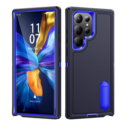 Samsung Galaxy S26 Ultra Triple Builder Case with Stand Blue Rugged Shockproof Cover.