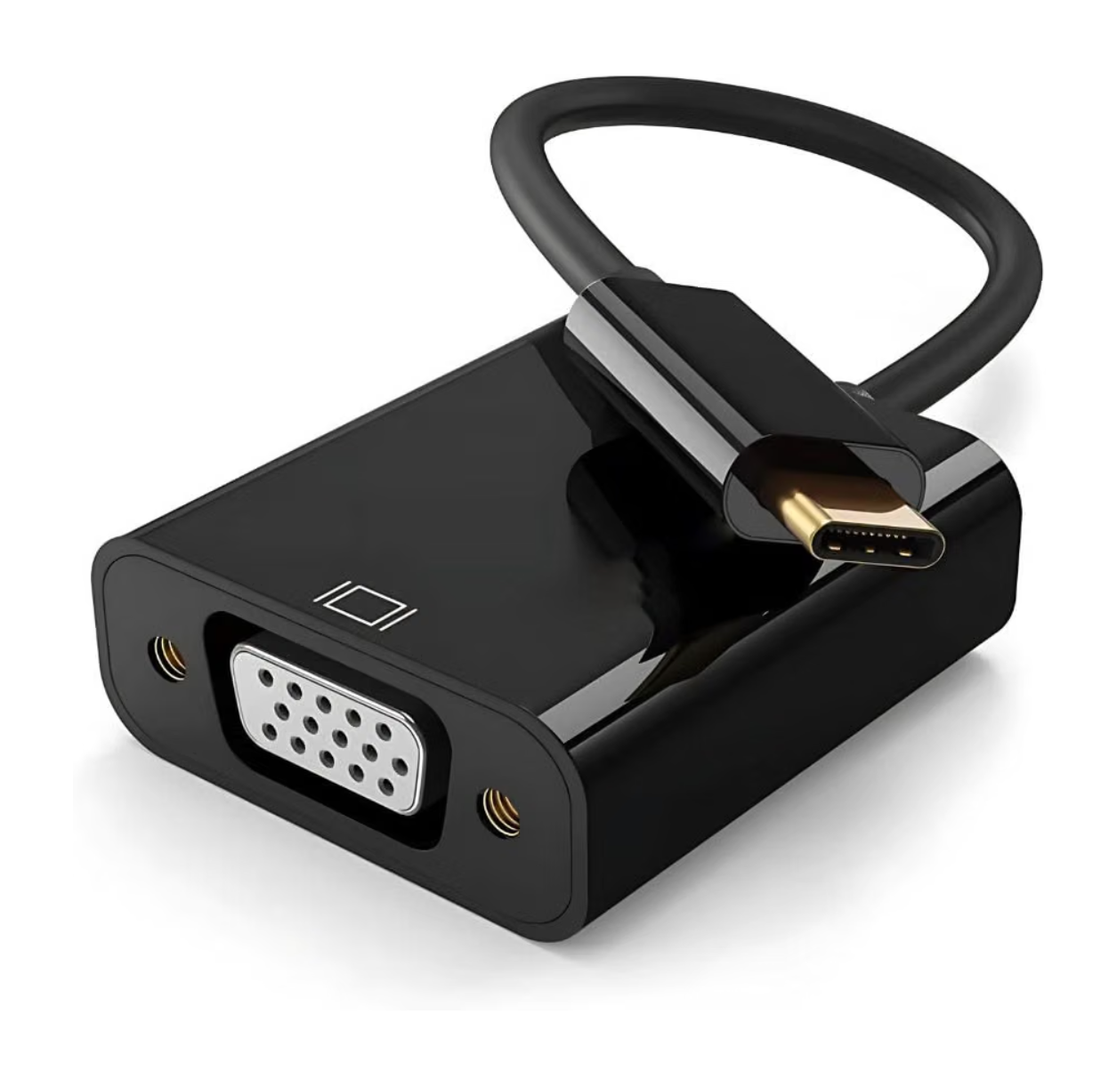 TYPE C (Male) to VGA (Female) 15cm Adapter. Black