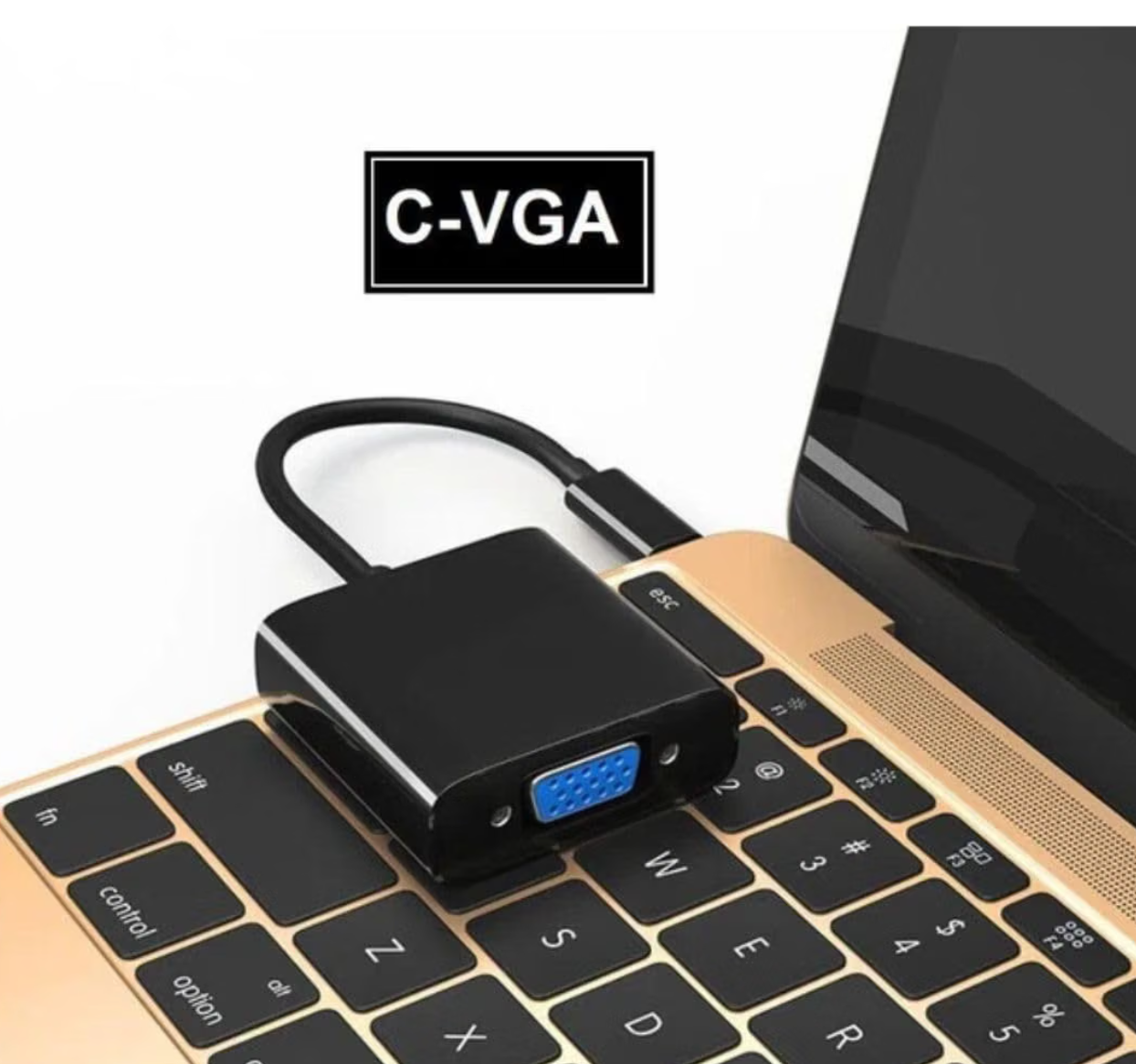 TYPE C (Male) to VGA (Female) 15cm Adapter. Black