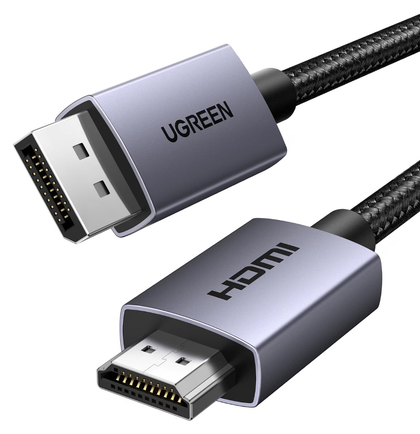 UGREEN 4K DisplayPort To HDMI Cable 2M Unidirectional Braided DP To HDMI 3840x2160 30Hz