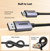 UGREEN 4K DisplayPort To HDMI Cable 2M Unidirectional Braided DP To HDMI 3840x2160 30Hz