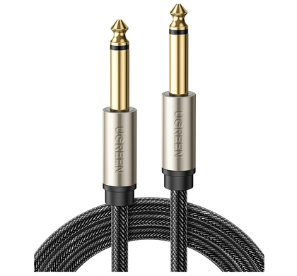 UGREEN 6.5mm to 6.5mm Jack Cable. Aux Adapter for Stereo Audio. Digital Instrument Cable. Supports Guitar, Mixer, Microphone, Recorder & Amplifier. 1m.