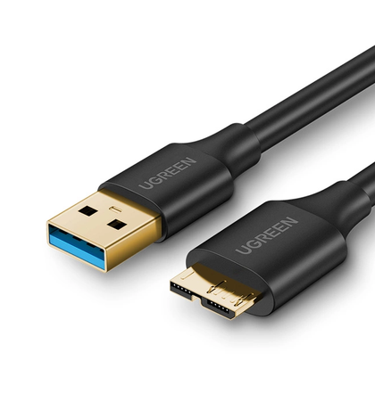 UGREEN USB 3.0 Type-A to Micro USB-B Cable 1m Black – 5Gbps Data Transfer, Gold-Plated Connectors.
