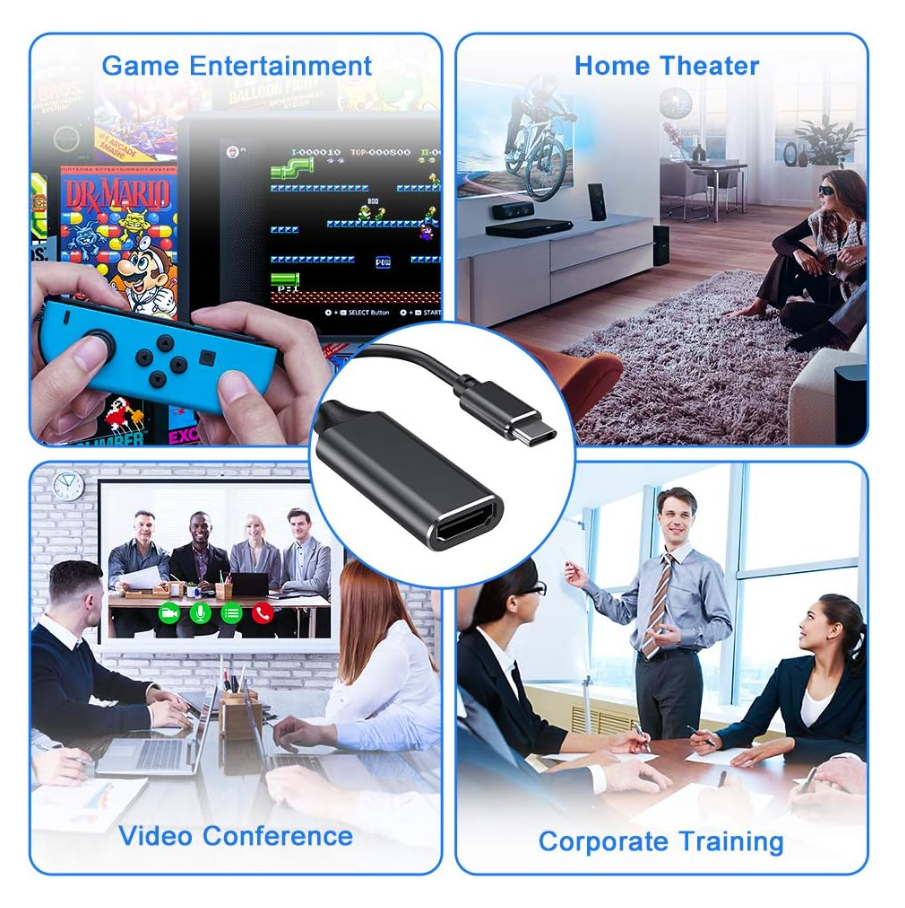 USB C to HDMI Adapter 4K 30Hz, Type-C to HDMI Converter, Thunderbolt 3 Compatible, Video & Audio Output.