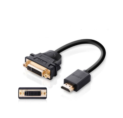 Ugreen HDMI Male to DVI Female Adapter Cable 22cm Black – Full HD 1080p Gold-Plated Connectors.