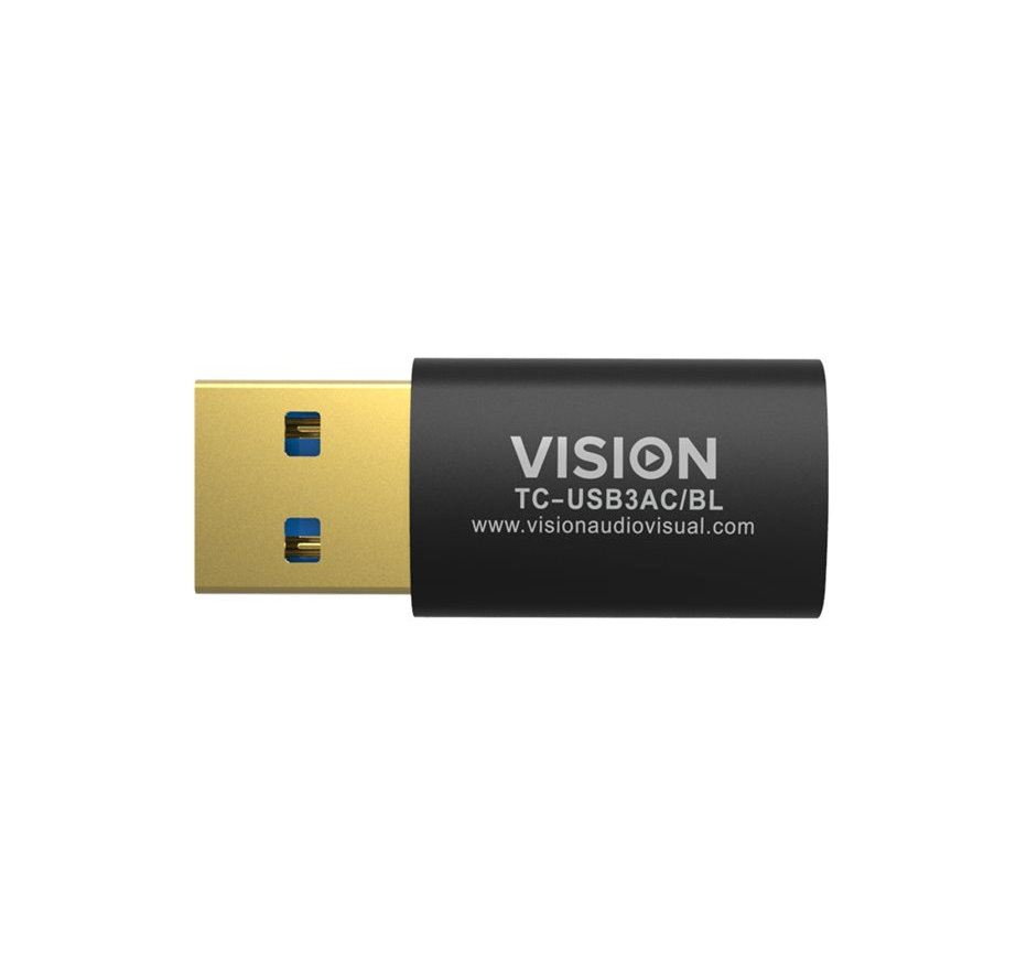 Vision USB-C 3.1 GEN2 (F) Socket to USB Type A 3.0 (M). OTG Data transfer. Black. Professional.