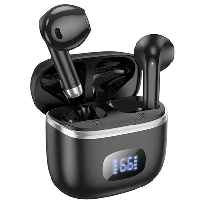 Hoco EQ1 Wireless Earbuds Bluetooth 5.3 Headphones with Mic, Waterproof, LED Display, 7H Battery Life – Black.