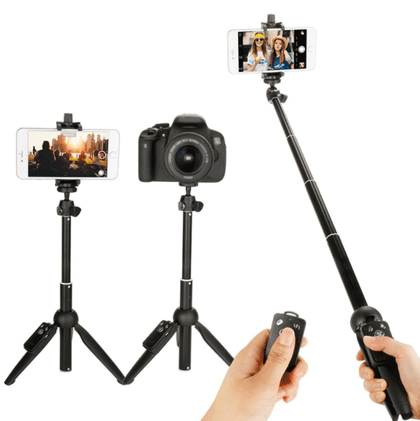 Wireless Selfie Stick 360 Tripod Monopod with Bluetooth Remote Shutter Universal for iPhone Android Smartphones.