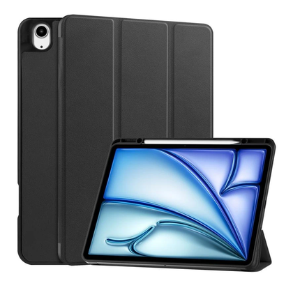 iPad Air 2024/2025 Case black. 3 Fold Smart Leather TPU Cover with Auto Sleep/Wake & Stand.