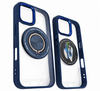 iPhone 11 Clear Magnetic Phone Case With Integrated Magnetic Ring And Blue Protective Bumper