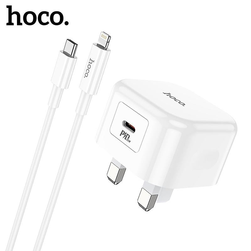 iPhone 12 / 13 / 14 plug with cable for iPhone. Fast Charger, Type-C,  PD Power Delivery Output Plug. 12v 1.5a 20W Hoco C91B