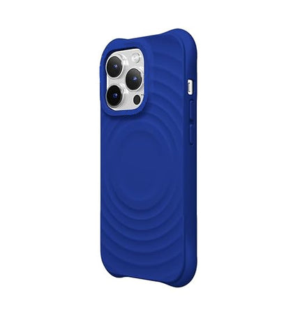 iPhone 13 & iPhone 14 Case. Magsafe Silicone Ripple Case. Protective Cover Dark Blue liquid silicone.