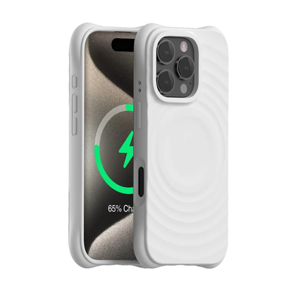 iPhone 13 & iPhone 14 Case. Magsafe Silicone Ripple Case. Protective Cover White liquid silicone.