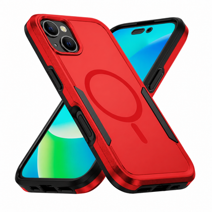 iPhone 13 & iPhone 14 Case. Symmetry. Red. Magnetic, Magsafe, Armor, Anti-Drop, Shockproof, Rugged, Protective.