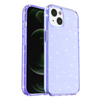 iPhone 13 and iPhone 14 Clear Purple Glitter Case Compatible Shockproof Anti-Scratch Slim Bumper Cover