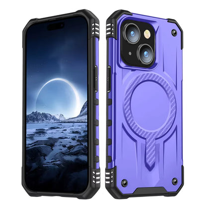 iPhone 15 Case. Purple. Magnetic, Magsafe, Armor, Anti-Drop, Shockproof, Rugged, Protective.