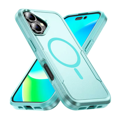 iPhone 16 case. Symmetry. Green. Magnetic, Magsafe, Armor, Anti-Drop, Shockproof, Rugged, Protective.