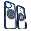 iPhone 16 Clear Magnetic Phone Case With Integrated Magnetic Ring And Blue Protective Bumper