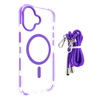 iPhone 16 MagSafe Clear Case with Lanyard. Hard Back Soft Protective Edges Shockproof Cover. Purple