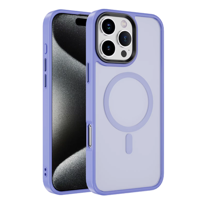 iPhone 16 Pro Max phone case Magsafe, Magnetic Shockproof Rugged Hard Cover, Purple Skin Feel.