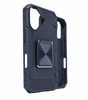 iPhone 16 phone case black. Square ring kickstand. Armor Anti-Drop Shockproof, Rugged, Protective.