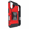 iPhone 16 phone case red. Square ring kickstand. Armor Anti-Drop Shockproof, Rugged, Protective.
