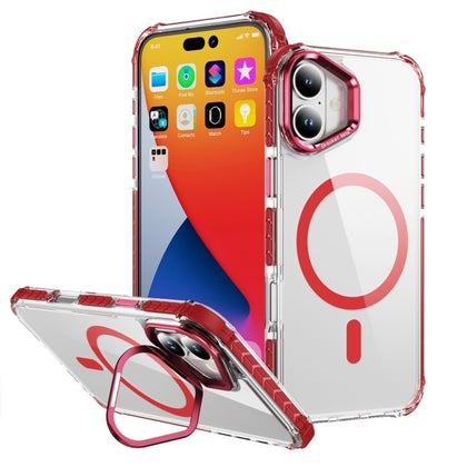 iPhone 17 Clear MagSafe Case with Camera Protection & Kickstand. Anti drop, Shockproof. Red