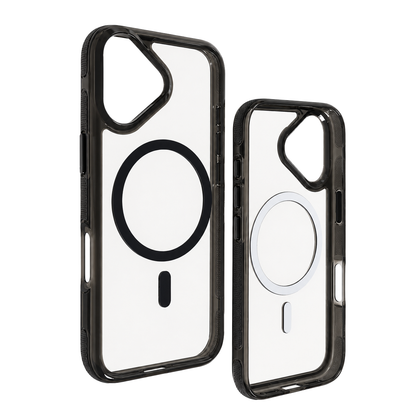 iPhone 17 MagSafe Clear Case Hard Back Soft Black Edges Shockproof Anti-Drop Protective Cover. Black