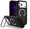 iPhone 17 Pro Black MagSafe Case Silicone Sides Hard Back with Ring Stand Camera Protection Shockproof Slim Cover