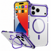 iPhone 17 Pro Clear MagSafe Case with Camera Protection & Kickstand. Anti drop, Shockproof. Purple