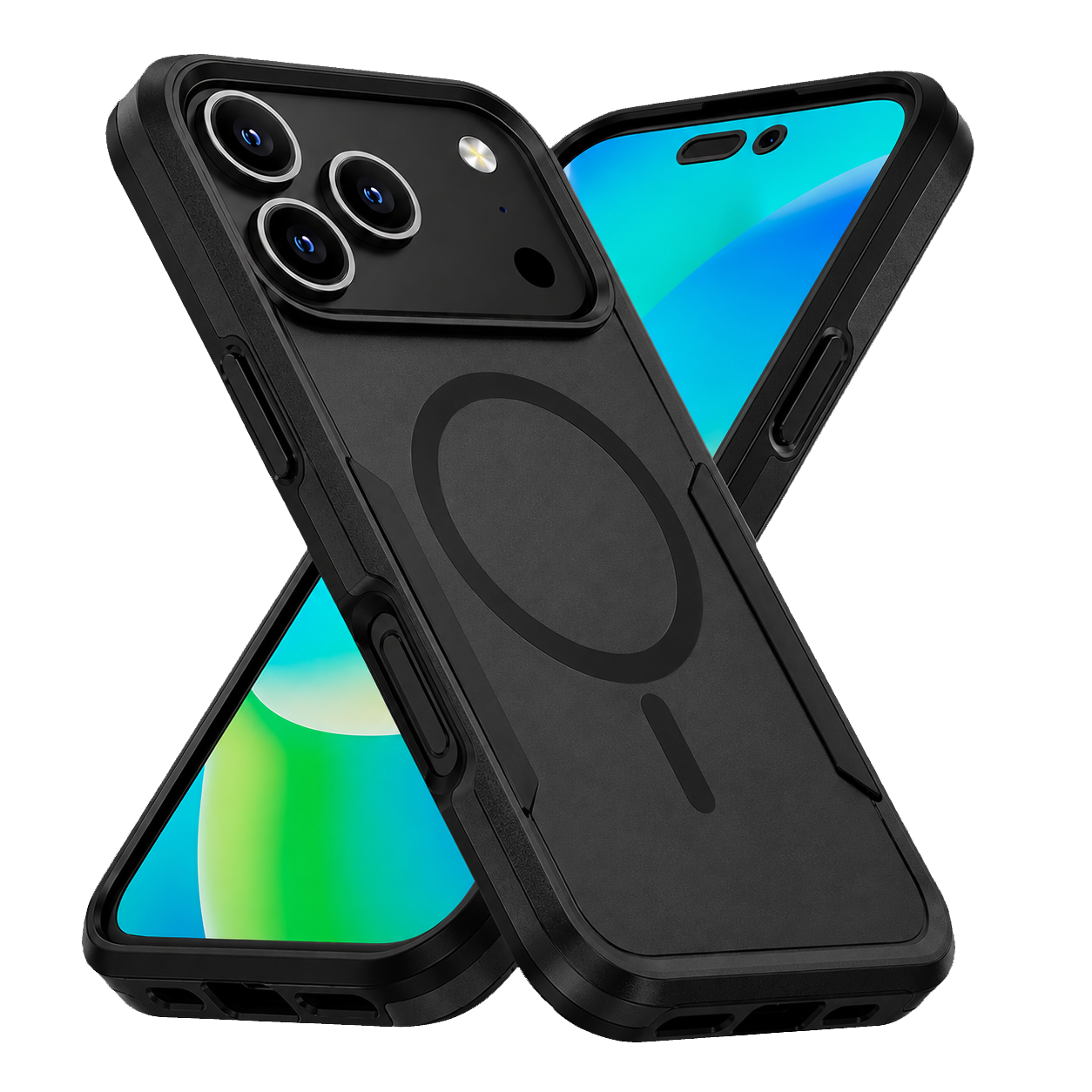 iPhone 17 Pro Max phone case. Symmetry. Black. Magnetic, Magsafe, Armor, Anti-Drop, Shockproof, Rugged, Protective.
