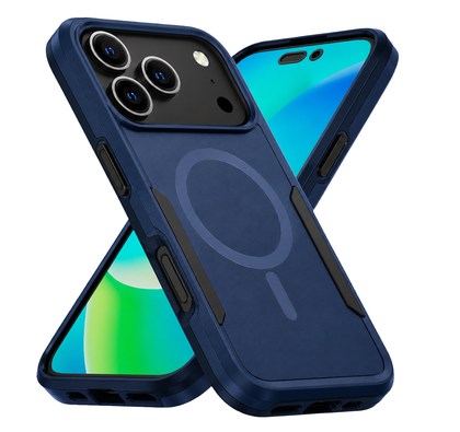 iPhone 17 Pro Max phone case. Symmetry. Blue. Magnetic, Magsafe, Armor, Anti-Drop, Shockproof, Rugged, Protective.
