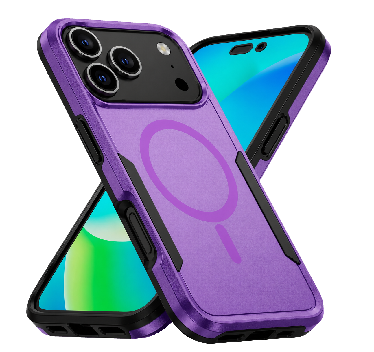 iPhone 17 Pro phone case. Symmetry. Purple. Magnetic, Magsafe, Armor, Anti-Drop, Shockproof, Rugged, Protective.