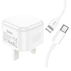 iPhone 5 to 14 folding plug with Type C to iPhone cable. Fast Charger, Type-C,  PD Power Delivery Output Plug. Hoco DC91