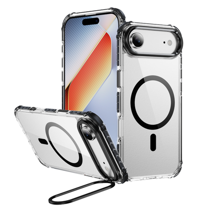 iPhone Air Clear MagSafe Case with Camera Protection & Kickstand. Anti drop, Shockproof. Black