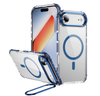 iPhone Air Clear MagSafe Case with Camera Protection & Kickstand. Anti drop, Shockproof. Blue