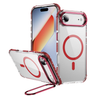 iPhone Air Clear MagSafe Case with Camera Protection & Kickstand. Anti drop, Shockproof. Red