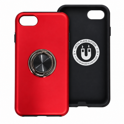 iPhone SE (2022 / 2020) / iPhone 7 / 8 Dual Layer Ring Case Red Shockproof Cover Magnetic Stand.
