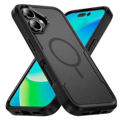 iPhone 16 case. Symmetry. Black. Magnetic, Magsafe, Armor, Anti-Drop, Shockproof, Rugged, Protective.