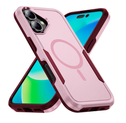 iPhone 16 case. Symmetry. Pink. Magnetic, Magsafe, Armor, Anti-Drop, Shockproof, Rugged, Protective.