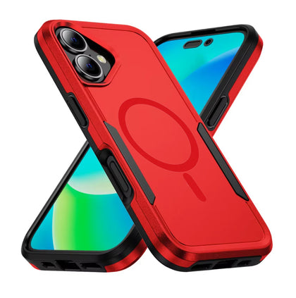 iPhone 16 case. Symmetry. Red. Magnetic, Magsafe, Armor, Anti-Drop, Shockproof, Rugged, Protective.