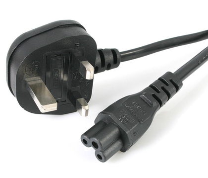 Power lead for laptops 1.5M lead cable. Irish UK Plug Clover Leaf Design.
